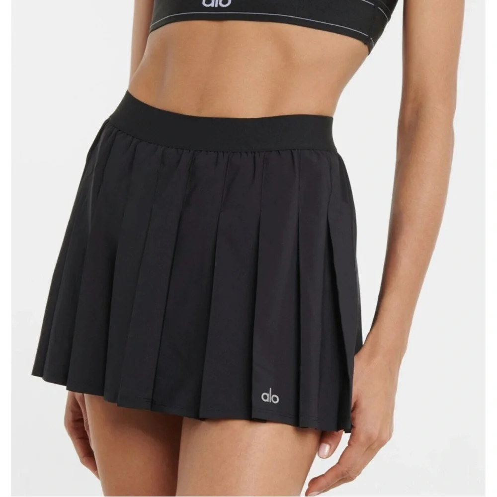 ALO Yoga Black Varsity Tennis Skirt